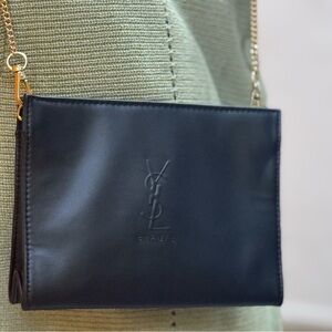 Yves Saint Laurent Beaute Black Clutch with Gold Sling Chain